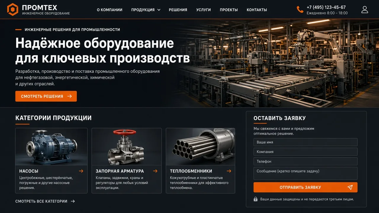Корпоративные сайты: пример интерфейса